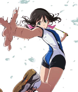 動漫女孩打網球，周圍水花四濺。 — Galaxy Z Fold 6 壁紙