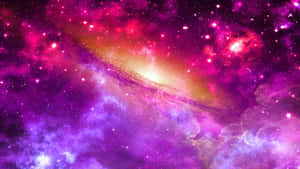 在宇宙星系場景中，充滿星星的鮮豔紫色和粉紅色星雲。 — 淺粉紅色美學動圖 壁紙