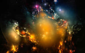 一個色彩繽紛的星雲，在深空中散發著發光的氣體和星星。 — 銀河系 壁紙