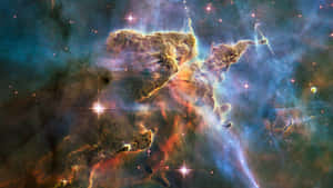 充滿活力的宇宙星雲，在深空中擁有發光的雲層和明亮的星星。 — 天空景觀 壁紙