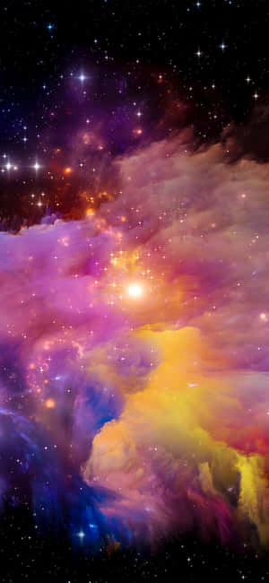 在深空中擁有發光星星和彩色雲層的充滿活力的宇宙星雲。 — Honor GT 壁紙