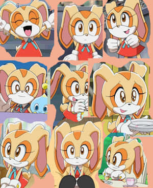 Cream the Rabbit 的各種愉快姿勢和表情拼貼畫。 — Apple Watch Ultra 壁紙
