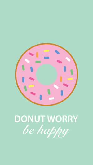 粉紅色冬甩配上糖針和文字 donut worry be happy。 — 低對比度 壁紙
