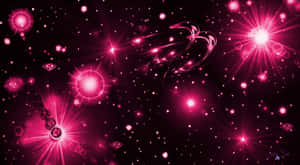 粉紅色發光的星星和星雲漂浮在黑暗的宇宙虛空中，帶有幾何形狀。 — 淺粉紅色美學動圖 壁紙