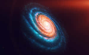 深空中帶有發光核心和藍色旋臂的充滿活力的螺旋星系。
