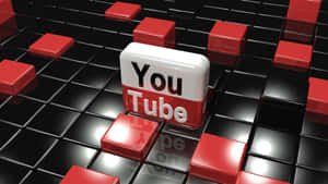 黑色和紅色瓷磚數位網格上的YouTube標誌方塊。 — YouTube 壁紙