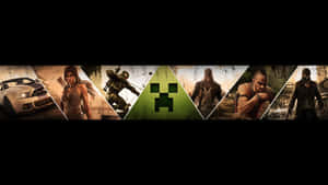 遊戲角色包括 Lara Croft 和 Creeper 的三角形拼貼。 — YouTube 壁紙