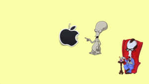 外星人指著Apple標誌，紅椅男人喝咖啡。 — Alienware GIF 壁紙