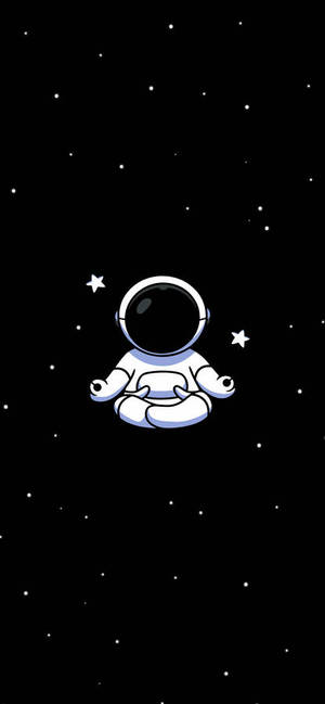 一個卡通太空人在星際間冥想。 — 可愛卡通 壁紙