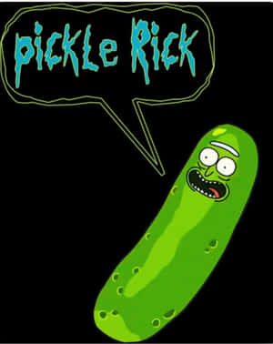 卡通酸黃瓜角色，表情震驚，對話框寫著 pickle rick。 — Apple Watch Ultra 壁紙