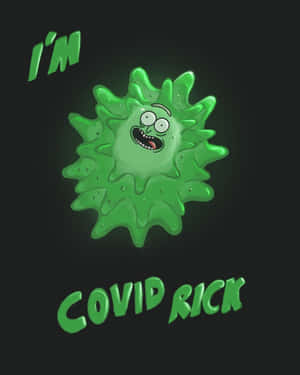 綠色卡通病毒，帶有瑞克·桑切斯的臉和黑暗背景上的「I'M COVID RICK」文字。 — Apple Watch Ultra 壁紙