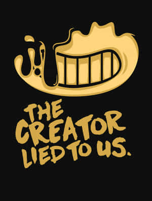 一個卡通嘴巴，帶有尖銳牙齒和滴落的唾液，文字為「THE CREATOR LIED TO US。」 — Kindle Paperwhite 壁紙