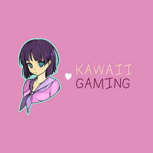 動漫女孩，紫色頭髮，藍色眼睛，穿著粉紅色上衣，旁邊有「KAWAII GAMING」文字。 — 可愛動漫女仔 壁紙