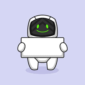 一個開心的卡通太空人在薰衣草背景前拿著空白標牌。 — 機械人 壁紙