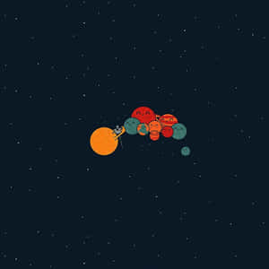 太空人在繁星點點的夜空中漂浮在微笑的行星附近。 — 淺粉紅色美學動圖 壁紙