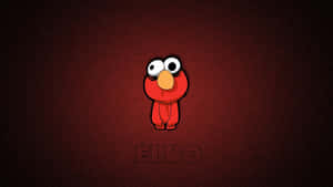 一個卡通 Elmo 角色，背景為深紅色紋理，下方有他的名字。 — 曲奇 壁紙
