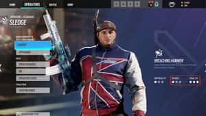 電子遊戲幹員 Sledge 身穿 Union Jack 外套手持步槍。 — 虹彩六號：圍攻行動 壁紙