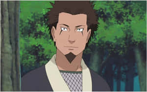 動漫角色，尖刺頭髮和山羊鬍，在森林環境中。 — 火之神神樂 壁紙