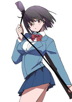 穿著校服的動漫女孩嚴肅地拿著指揮棒 — IQOO Pad5c 壁紙