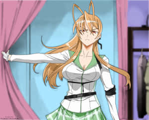 狐耳動漫女孩在室內拉開粉紅色窗簾。 — 喪屍 GIF 壁紙