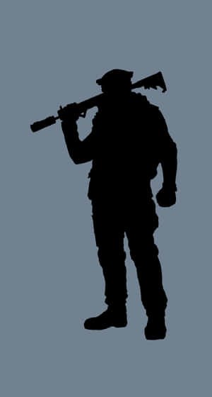 士兵手持步槍的剪影，背景為藍灰色。 — 虹彩六號：圍攻行動 壁紙