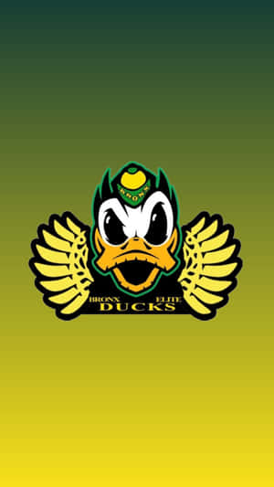 Bronx Elite Ducks 吉祥物標誌，帶翅膀，背景為綠黃漸變色。 — 凌志標誌 GIF 壁紙
