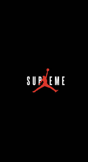 紅色Jordan Jumpman標誌與supreme字樣整合在黑色背景上。 — Air Jordan GIF 壁紙