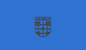 藍色背景，中央有PEC Zwolle足球會標誌。 — 低對比度 壁紙