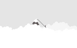 一名登山者攀登從雲層中浮現的積雪山峰。 — 雲朵 壁紙