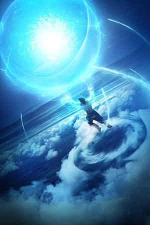 動漫角色飛過雲層引導藍色能量球 — 悟空 壁紙
