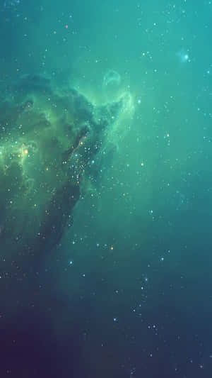 深邃太空中帶有閃爍星星的充滿活力的藍綠色和綠色星雲。 — 太空美學 GIF 壁紙