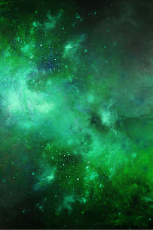 深空中帶有星星的充滿活力的綠色星雲 — 淺綠色美學動態圖 壁紙
