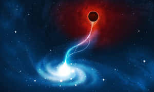 黑洞，帶有發光的吸積盤和色彩繽紛的星雲，在深空中。 — 銀河系 壁紙