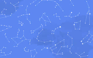 藍色天空，帶有白色點狀星座和發光星星。 — 月色夜空 壁紙