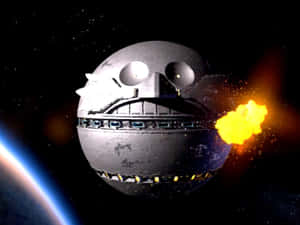 死星在行星附近的太空中發射激光 — 死亡空間 壁紙