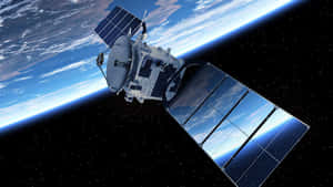 在地球上空的軌道衛星反射雲層和藍色大氣。 — 行星 壁紙
