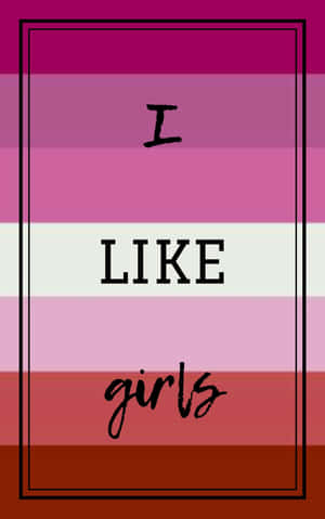 文字圖形，在彩色橫條紋上顯示 I LIKE girls。 — Pixel Tablet 壁紙