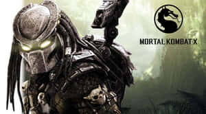 來自Mortal Kombat X的叢林Predator戰士，擁有發光眼睛和骷髏盔甲。 — 忍者 壁紙
