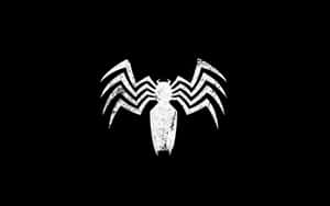 黑色背景上帶有磨損紋理的白色 Venom 標誌 — 復仇者聯盟標誌 壁紙