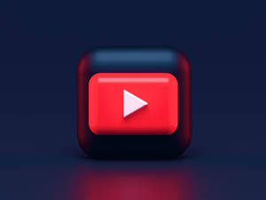 深藍色背景上的亮面3D YouTube播放按鈕圖示 — 音樂 GIF 壁紙
