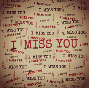 牆紙，米色背景上重複出現紅色和黑色字體的「I MISS YOU」文字。 — 傷感語錄 壁紙