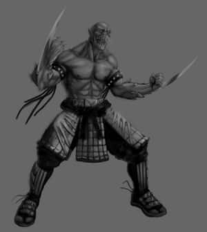 擁有爪子和雙刃的兇猛惡魔戰士，擺出戰鬥姿態。 — Honor Magic V 壁紙