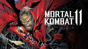 骷髏臉Mortal Kombat角色，紅色斗篷，帶遊戲標誌 — 真人快打11 壁紙
