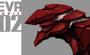 帶有白色點綴和「EVA Unit 02」文字的紅色棱角機甲頭部。 — 新世紀福音戰士 壁紙
