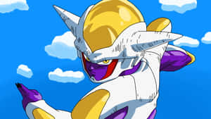 動漫角色菲利（Frieza）身穿白色、紫色和金色盔甲，背景是藍天白雲。 — 龍珠Z 壁紙
