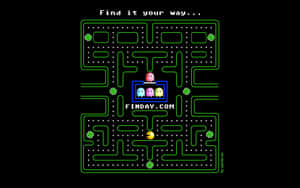 黑色背景上帶有鬼魂和點點的復古 Pacman 遊戲迷宮。 — 旁遮普國王 壁紙