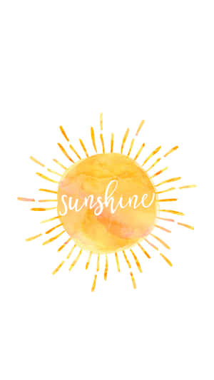 水彩太陽插圖，內部寫有sunshine這個詞。 — 簡潔 壁紙