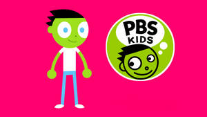 綠色卡通角色與PBS Kids標誌在粉紅色背景上 — 火影忍者海報 壁紙