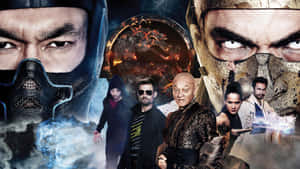 Mortal Kombat 角色以戰鬥姿勢呈現，帶有發光能量和強烈表情。 — 真人快打11 壁紙