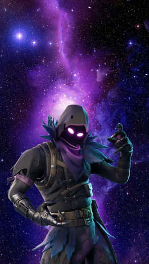 Fortnite 角色在紫色星空太空背景中發光的眼睛 — 雷文克勞 GIF 壁紙
